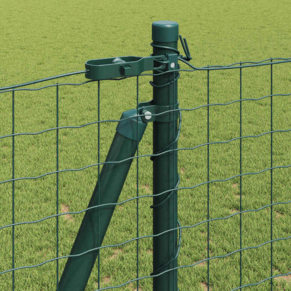 Fence Post with Concrete Base 13 pcs Green Powder-Coated Steel