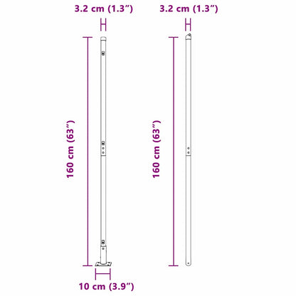 Fence Post with Concrete Base 13 pcs Green Powder-Coated Steel