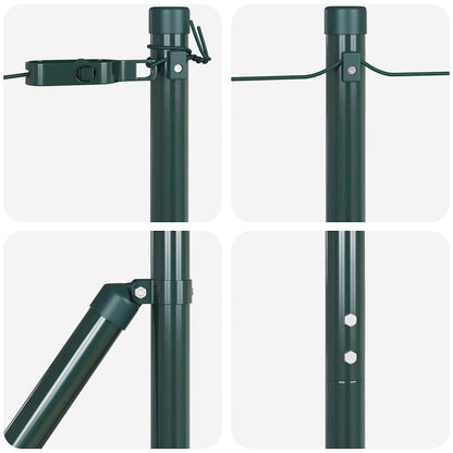 Fence Post with Concrete Base 13 pcs Green Powder-Coated Steel