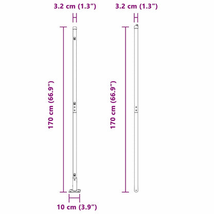 Fence Post with Concrete Base 13 pcs Green Powder-Coated Steel