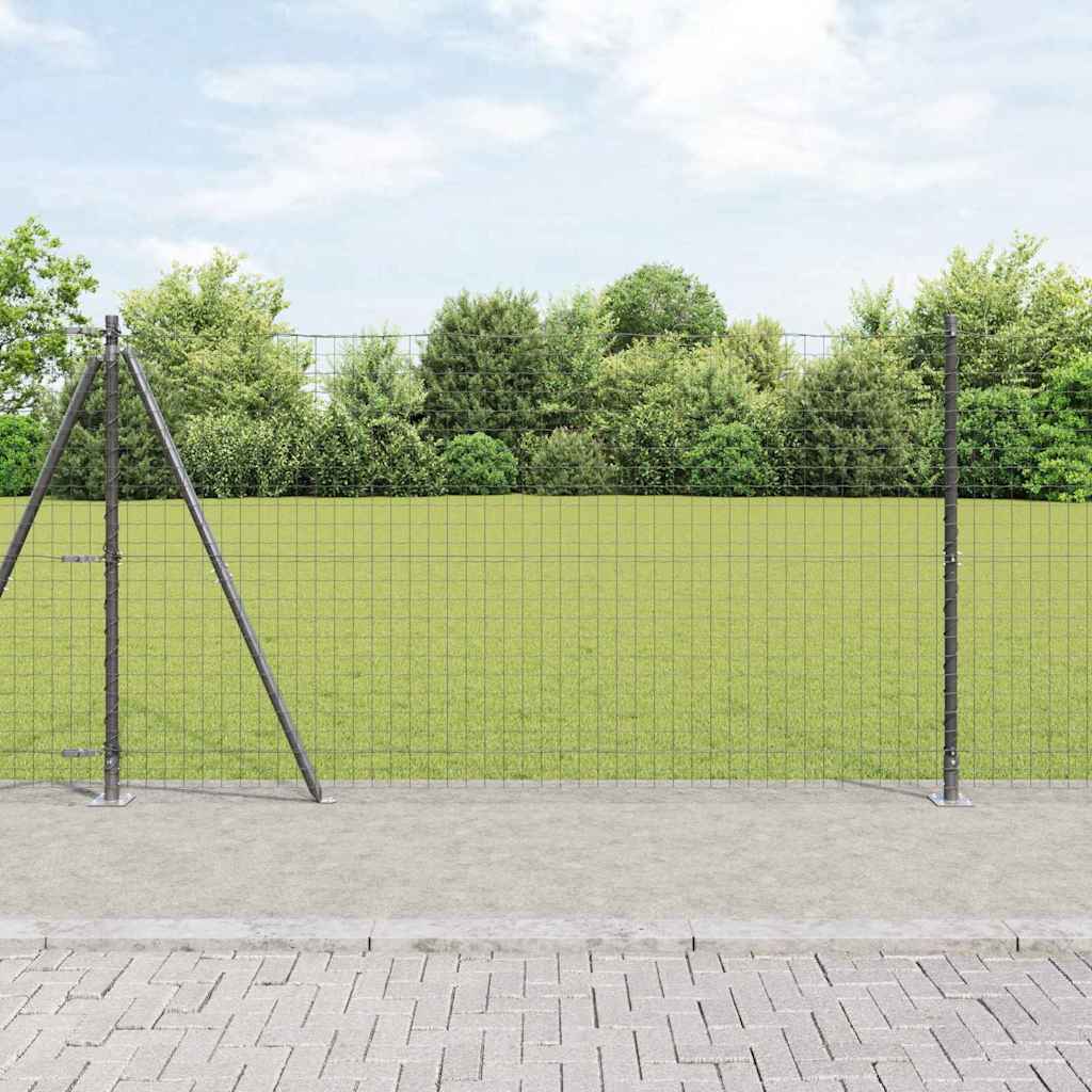 Fence Post with Concrete Base 13 pcs Grey Powder-Coated Steel