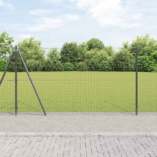Fence Post with Concrete Base 7 pcs Grey Powder-Coated Steel