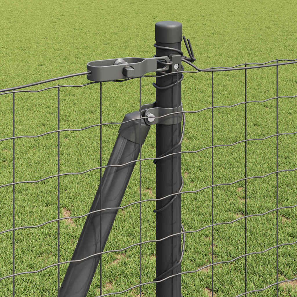 Fence Post with Concrete Base 13 pcs Grey Powder-Coated Steel