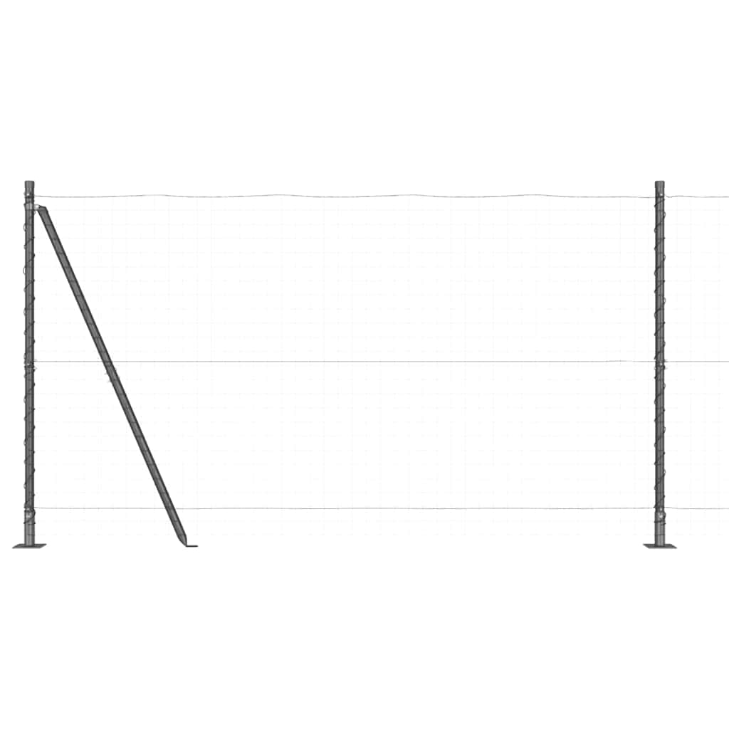 Fence Post with Concrete Base 13 pcs Grey Powder-Coated Steel
