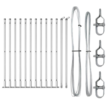 Fence Post with Concrete Base 13 pcs Silver Powder-Coated Steel