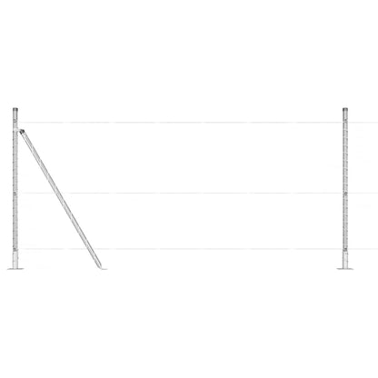 Fence Post with Concrete Base 7 pcs Silver Powder-Coated Steel