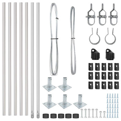 Fence Post with Concrete Base 7 pcs Silver Powder-Coated Steel