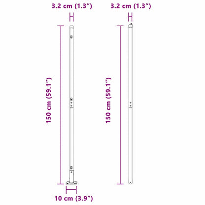 Fence Post with Concrete Base 7 pcs Silver Powder-Coated Steel