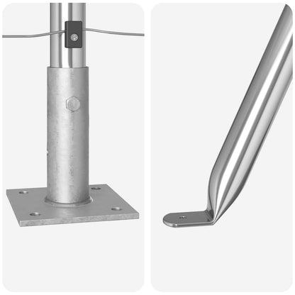 Fence Post with Concrete Base 7 pcs Silver Powder-Coated Steel