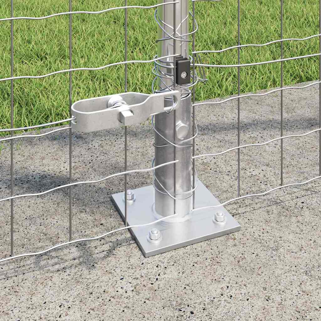 Fence Post with Concrete Base 7 pcs Silver Powder-Coated Steel