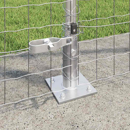 Fence Post with Concrete Base 7 pcs Silver Powder-Coated Steel