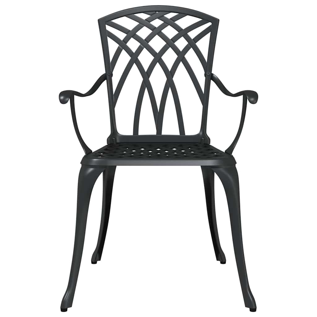 Garden Table Set 3 pcs Black Cast Aluminium
