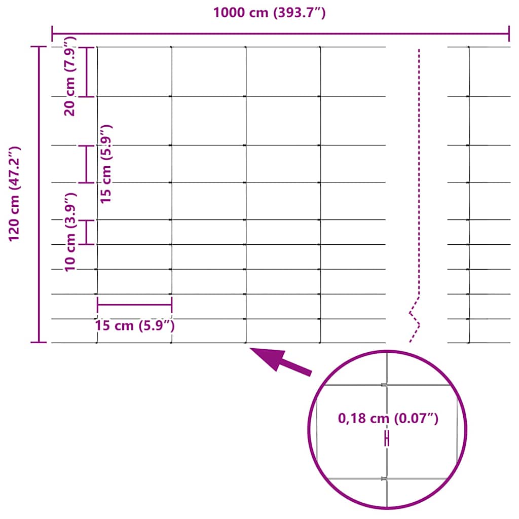 Field Fence Grey 1.2 x 10 m Steel
