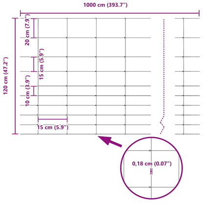 Field Fence Grey 1.2 x 10 m Steel