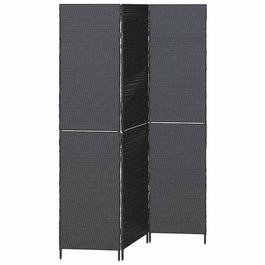 Room Divider Black 146 x 180 cm Poly Rattan