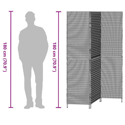 Room Divider Folding Manual Grey 146 x 180 cm Poly Rattan
