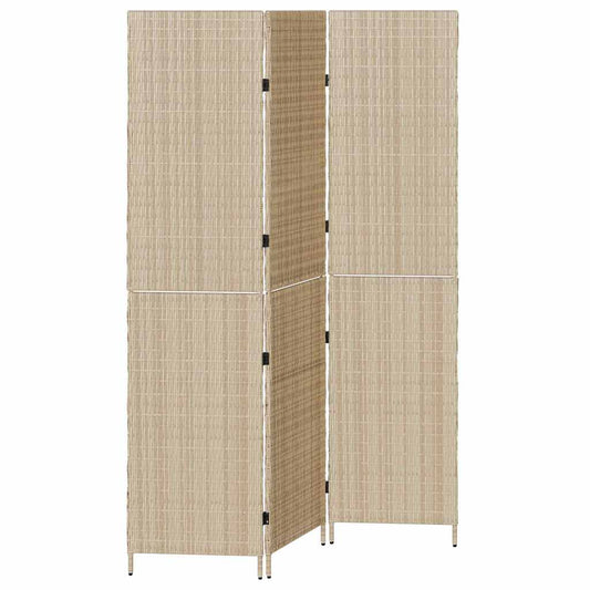 Room Divider Beige 147 x 180 cm Poly Rattan