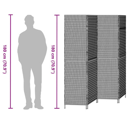 Room Divider Folding Manual Black 195 x 180 cm Poly Rattan