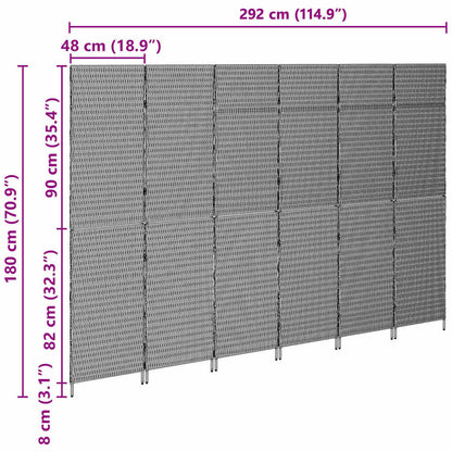 Room Divider Folding Manual Beige 292 x 180 cm Poly Rattan
