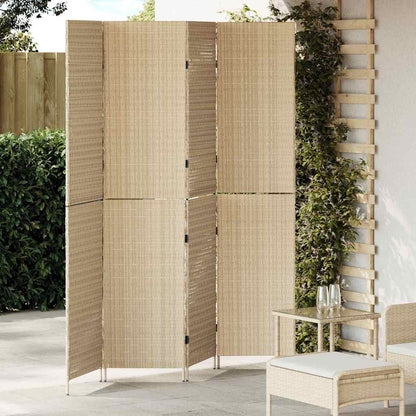 Room Divider Folding Manual Beige 195 x 180 cm Poly Rattan