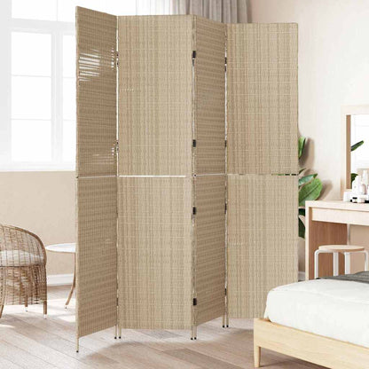 Room Divider Folding Manual Beige 195 x 180 cm Poly Rattan