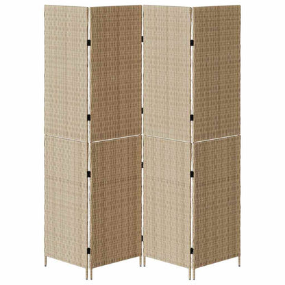 Room Divider Folding Manual Beige 195 x 180 cm Poly Rattan