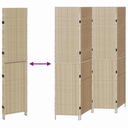 Room Divider Folding Manual Beige 195 x 180 cm Poly Rattan