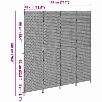 Room Divider Folding Manual Beige 195 x 180 cm Poly Rattan