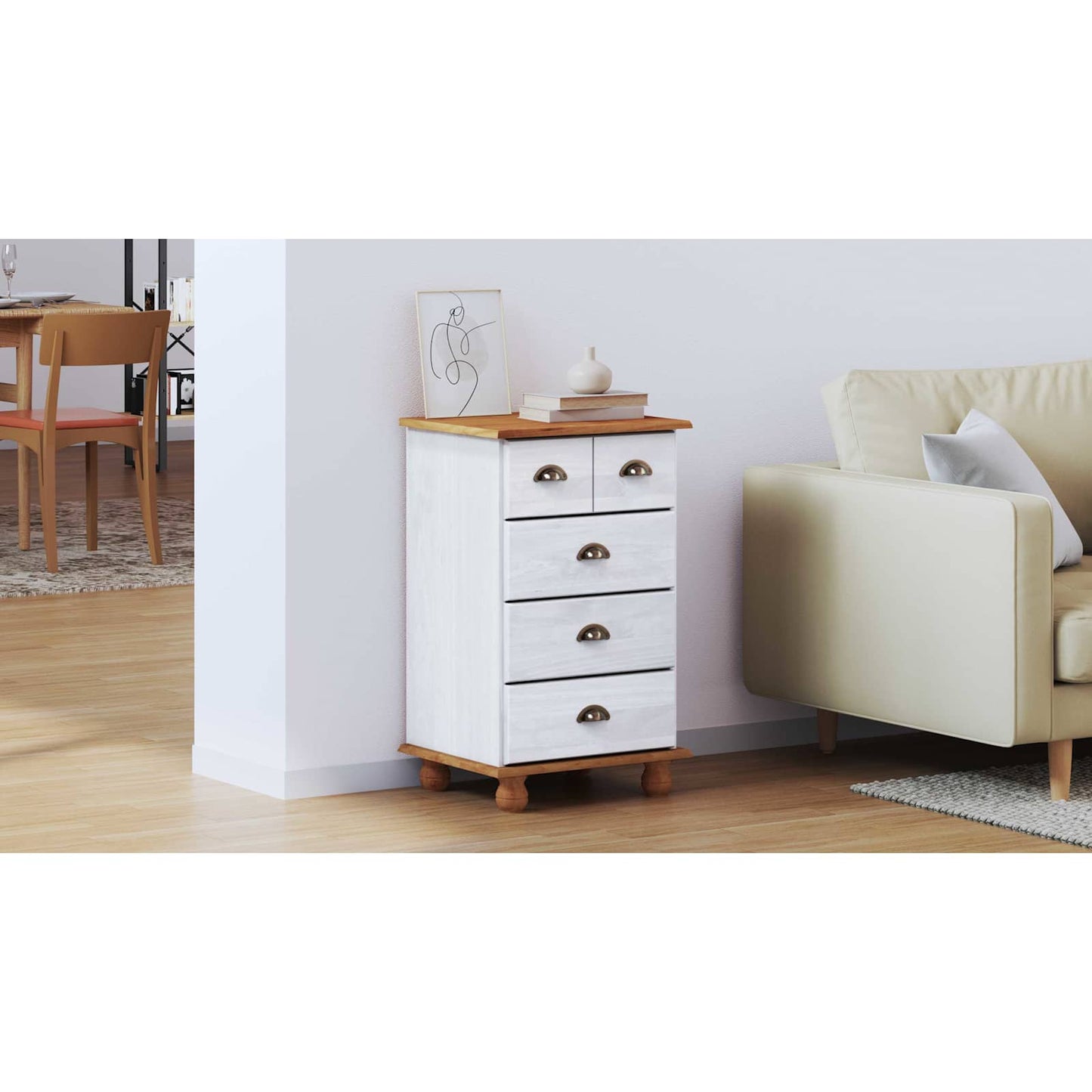 Chest of Drawer ASKIM White 45.8 x 40 x 79 cm Solid Pine Wood