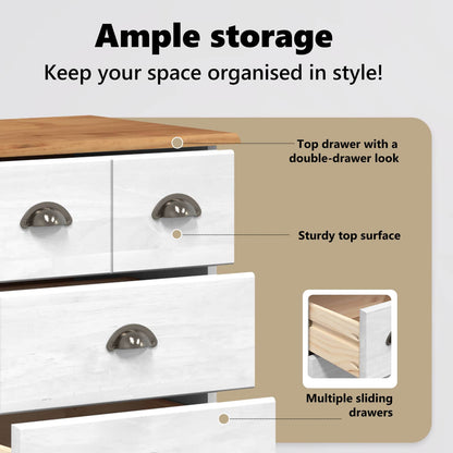 Chest of Drawer ASKIM White 45.8 x 40 x 79 cm Solid Pine Wood