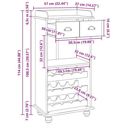 Wine Cabinet ASKIM White with Honey Top 57 x 37 x 114 cm
