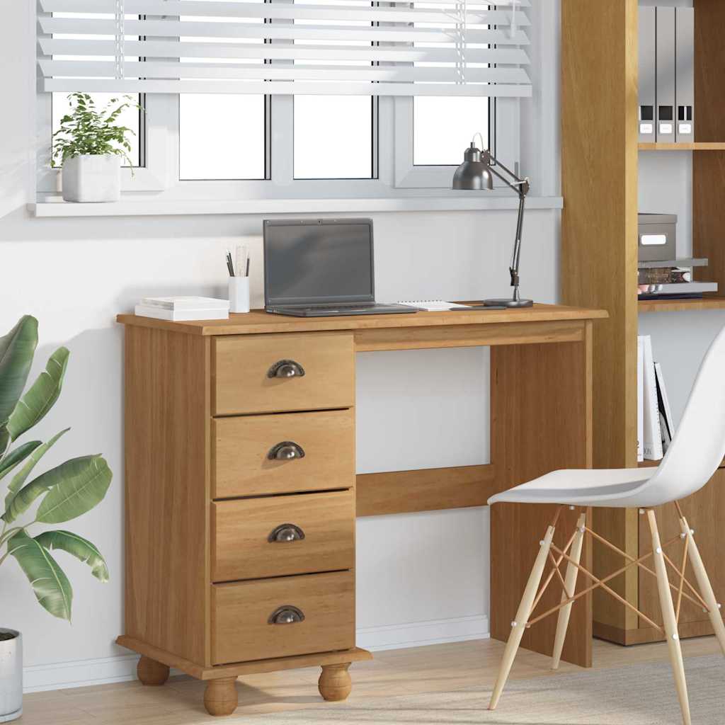 Writing Desk ASKIM Brown 95 x 40 x 75 cm Solid Pine Wood