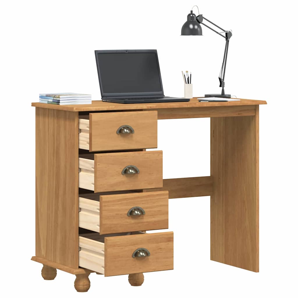 Writing Desk ASKIM Brown 95 x 40 x 75 cm Solid Pine Wood