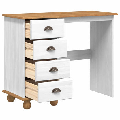 Writing Desk ASKIM White 95 x 40 x 75 cm Solid Pine Wood