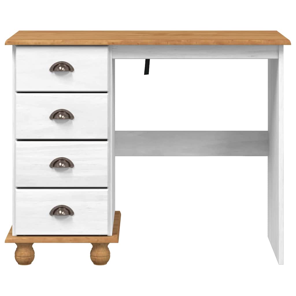 Writing Desk ASKIM White 95 x 40 x 75 cm Solid Pine Wood
