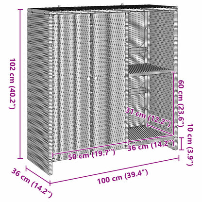 Storage Cabinet with Shelf Brown 100 x 36 x 102 cm Rattan