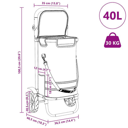 Shopping Trolley Black 36.5 x 46.5 x 100.5 cm Oxford fabric