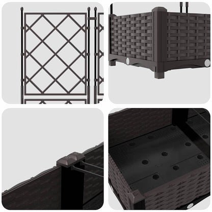 Garden Planter 2 pcs Brown 80 x 40 x 125.5 cm PP