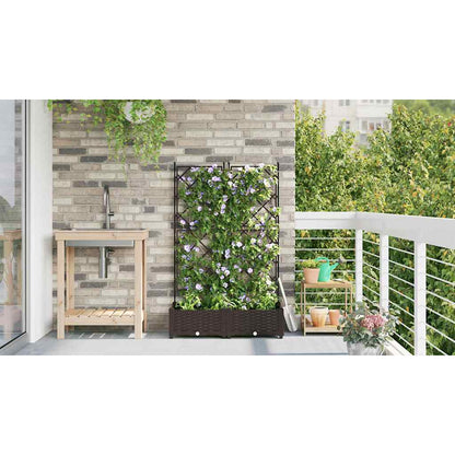 Garden Planter 2 pcs Brown 80 x 40 x 125.5 cm PP