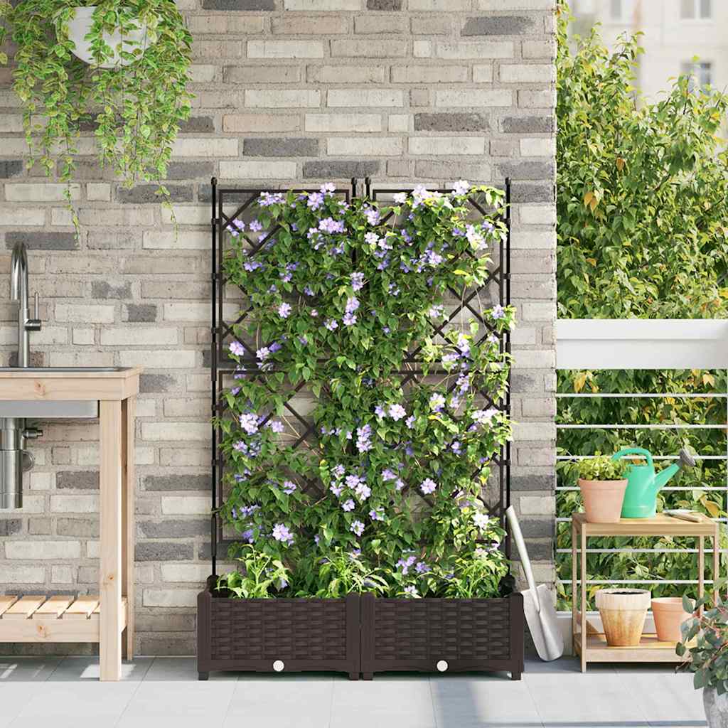 Garden Planter 2 pcs Brown 80 x 40 x 125.5 cm PP