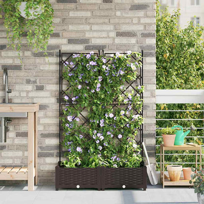 Garden Planter 2 pcs Brown 80 x 40 x 125.5 cm PP