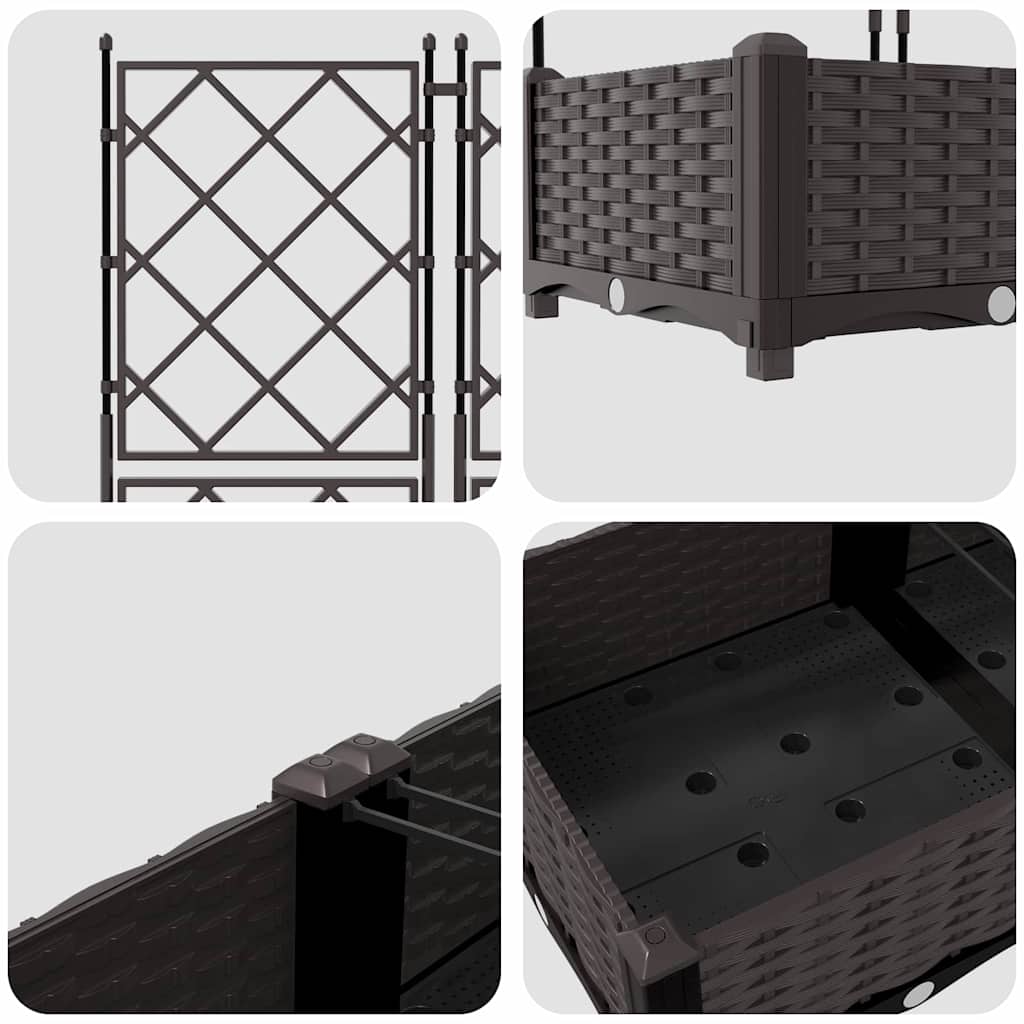 Garden Planter 3 pcs Brown 120 x 40 x 125.5 cm PP