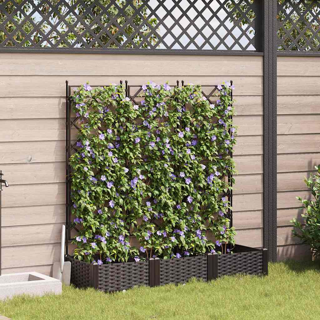 Garden Planter 3 pcs Brown 120 x 40 x 125.5 cm PP