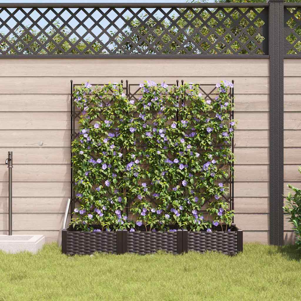 Garden Planter 3 pcs Brown 120 x 40 x 125.5 cm PP