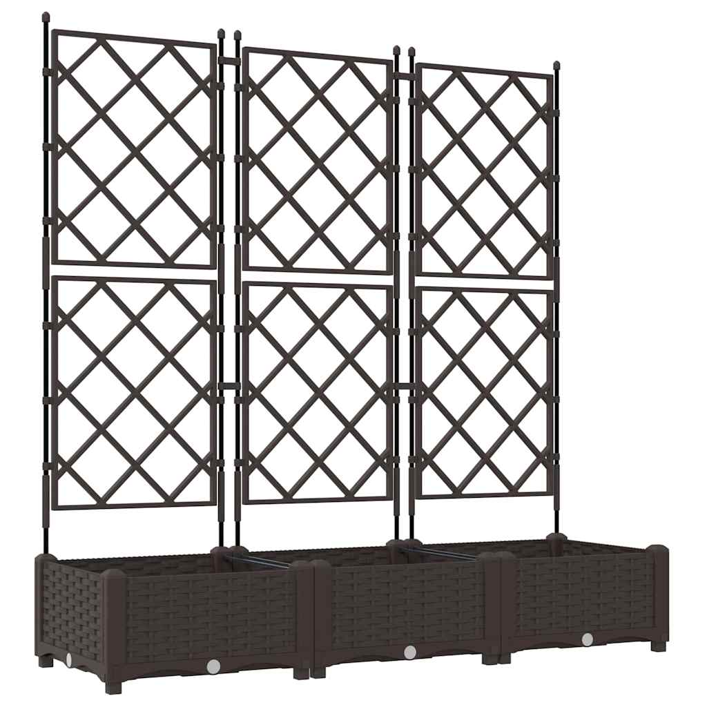 Garden Planter 3 pcs Brown 120 x 40 x 125.5 cm PP