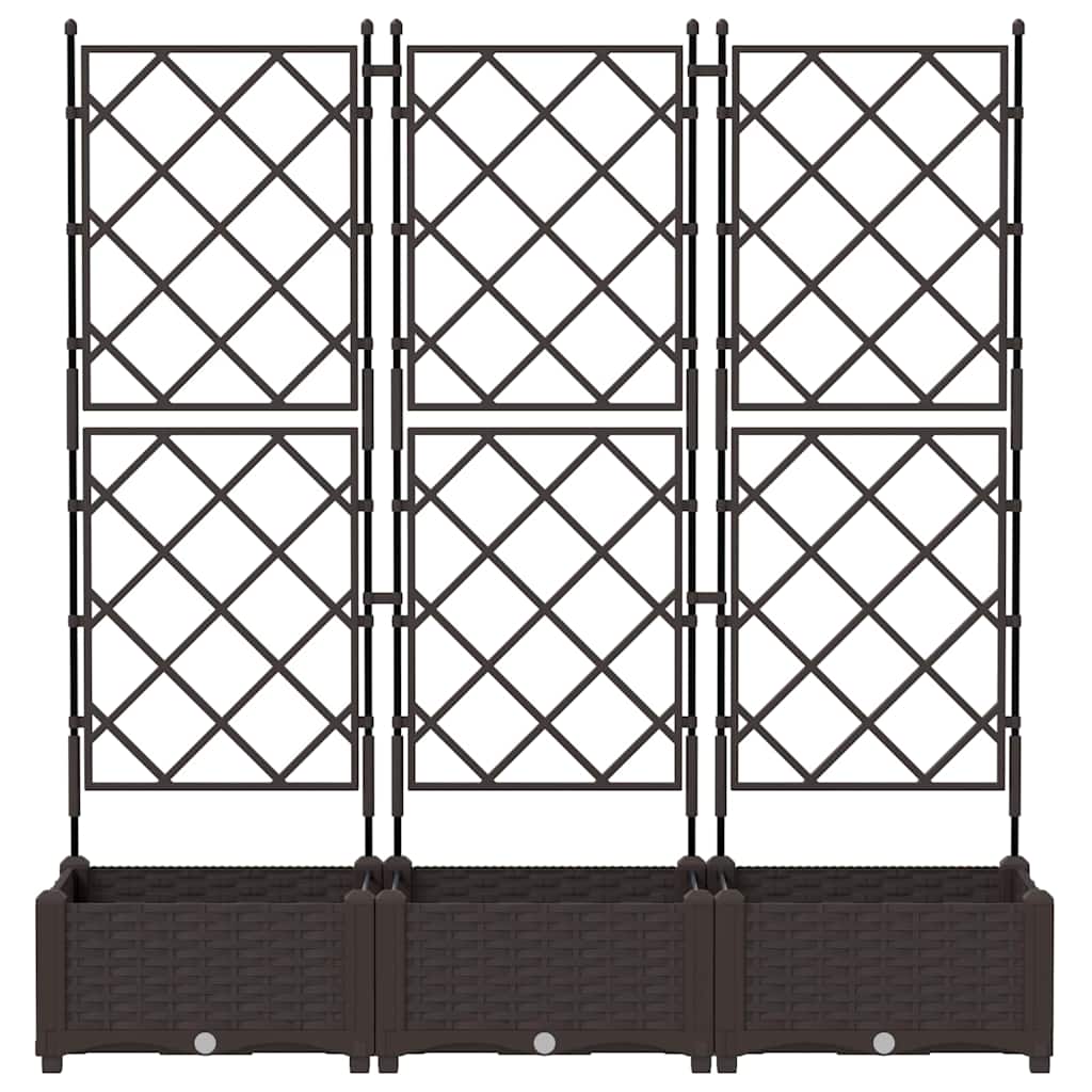 Garden Planter 3 pcs Brown 120 x 40 x 125.5 cm PP