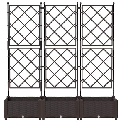 Garden Planter 3 pcs Brown 120 x 40 x 125.5 cm PP