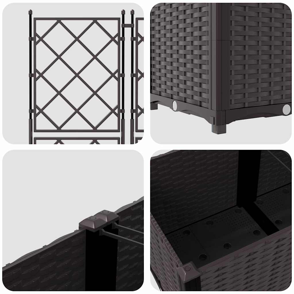 Garden Planter 3 pcs Brown 120 x 40 x 143 cm PP