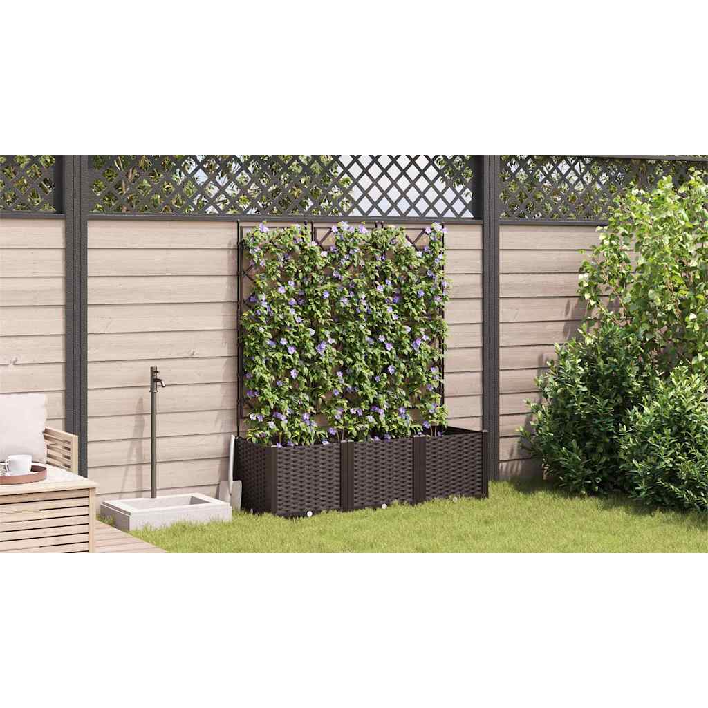 Garden Planter 3 pcs Brown 120 x 40 x 143 cm PP