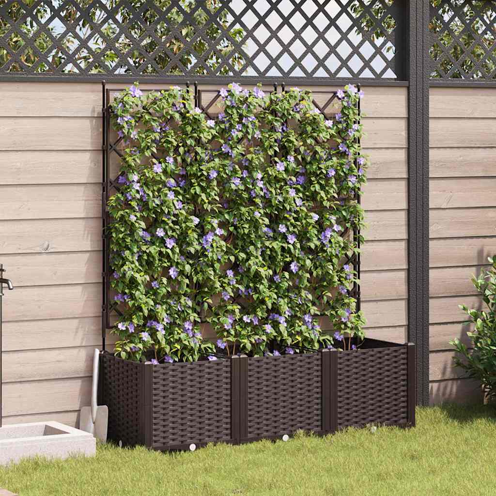 Garden Planter 3 pcs Brown 120 x 40 x 143 cm PP